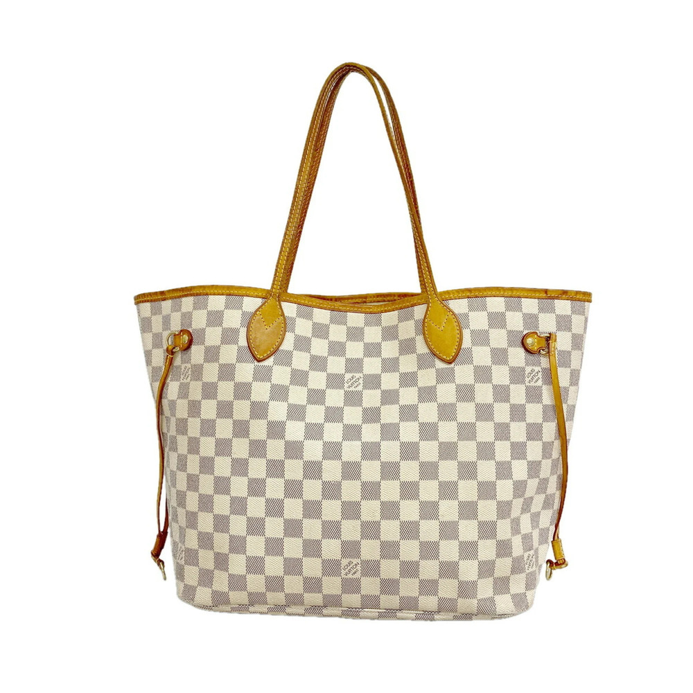Louis Vuitton Damier Azur Neverfull MM Tote Bag N51107 White Women's